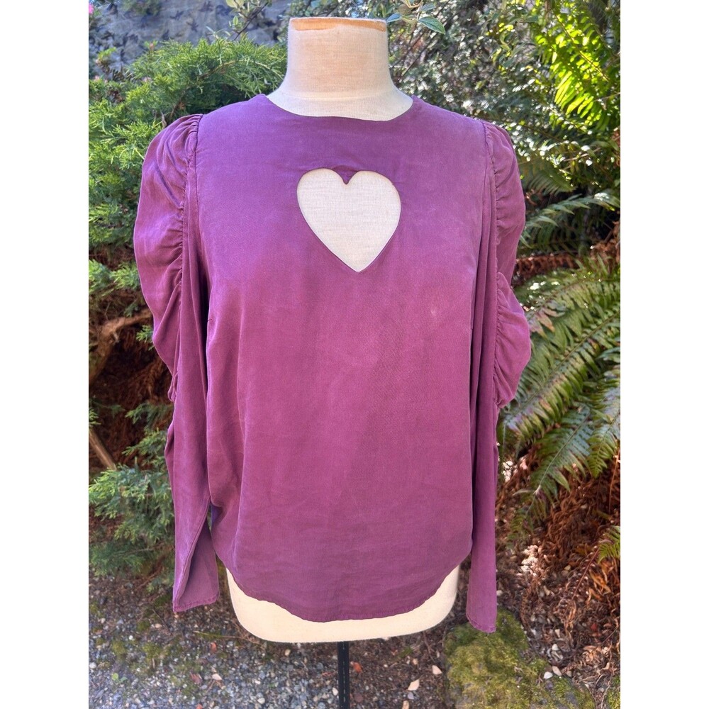 Desigual Balloon sleeve Purple  heart  cutout blouse Size M